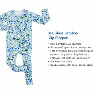 Bamboo Zippy Baby Pajamas, Sea Glass Baby Bamboo Baby Sleepers, Summer Bamboo Sleeper, Zippered Baby Pajamas, Bamboo Pajamas Double Zippers image 3