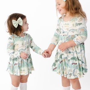 WINNIE the POOH Bamboo Dress, Sisters Matching Dresses, Girls Bamboo Dress, Winnie the Pooh Toddler Baby Kids Dress, Sibling Matching Dress