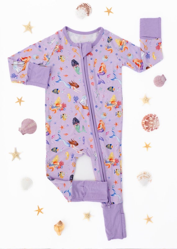 Bamboo Zippy Baby Pajamas MERMAIDS Baby Bamboo Baby Sleepers Summer Bamboo Sleeper Lavender Baby Pajamas Girl Mermaid Bamboo Pajamas Etsy UK