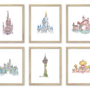 Princess Castle Art PRINT SET of 2, Princess Nursery Art, Castle Art ...