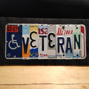 Disabled Veteran Military Armed Forces License Plate Sign
