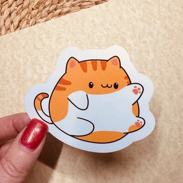 Chubby Kitty Cat- Die Cut Sticker, tabby cat