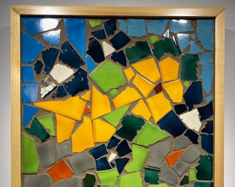 Sunflowers- Mosaic Tile Art, Tile Wall Art Wooden Frames, Housewarming, Holiday
