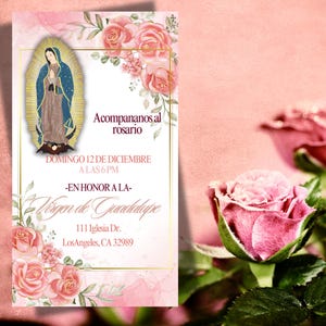 Rosario Virgen de Guadalupe Modelo de convite de convite sms digital e-mail de texto