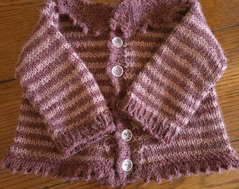 Pink Striped Alpaca and Wool Baby Sweater