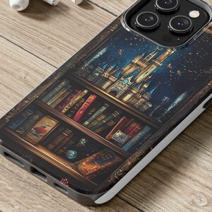 Fantasy Castle Bookshelf Tough Phone Cases-Protective Cover, Booklover, mystic, Fantasy, gothic
