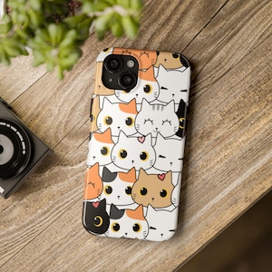 Capa resistente para iPhone Cat Lovers, design fofo de gato de desenho animado, capa protetora para celular, capa personalizável, capa com estampa de animal