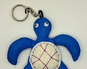 Blue Turtle Felt Keychain