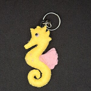 Yellow Seahorse Felt Keychain