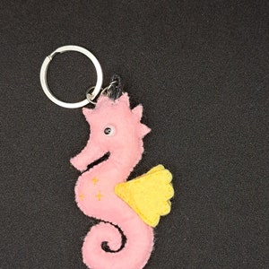 Pink Seahorse Felt Keychain