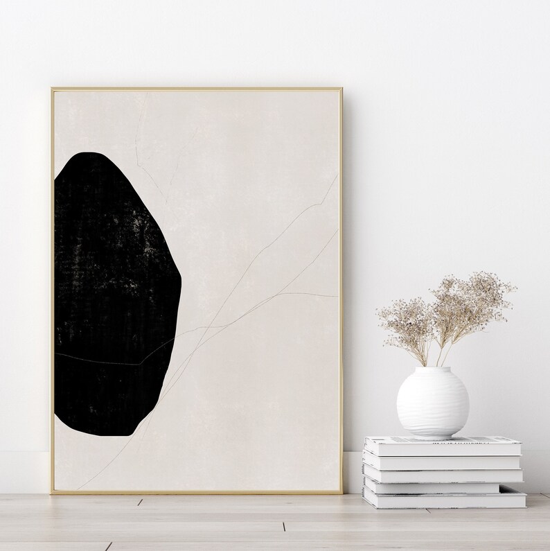 Abstract Black and Beige Wall Art Modern Printable Paint Etsy