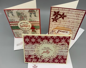 Vintage Christmas Card Making Kit, Santa, Music, DIY, Makes 3