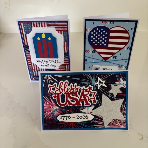 Handmade USA 250th Birthday Card Kit: Patriotic Stars & Stripes, Set of 3 -  Etsy