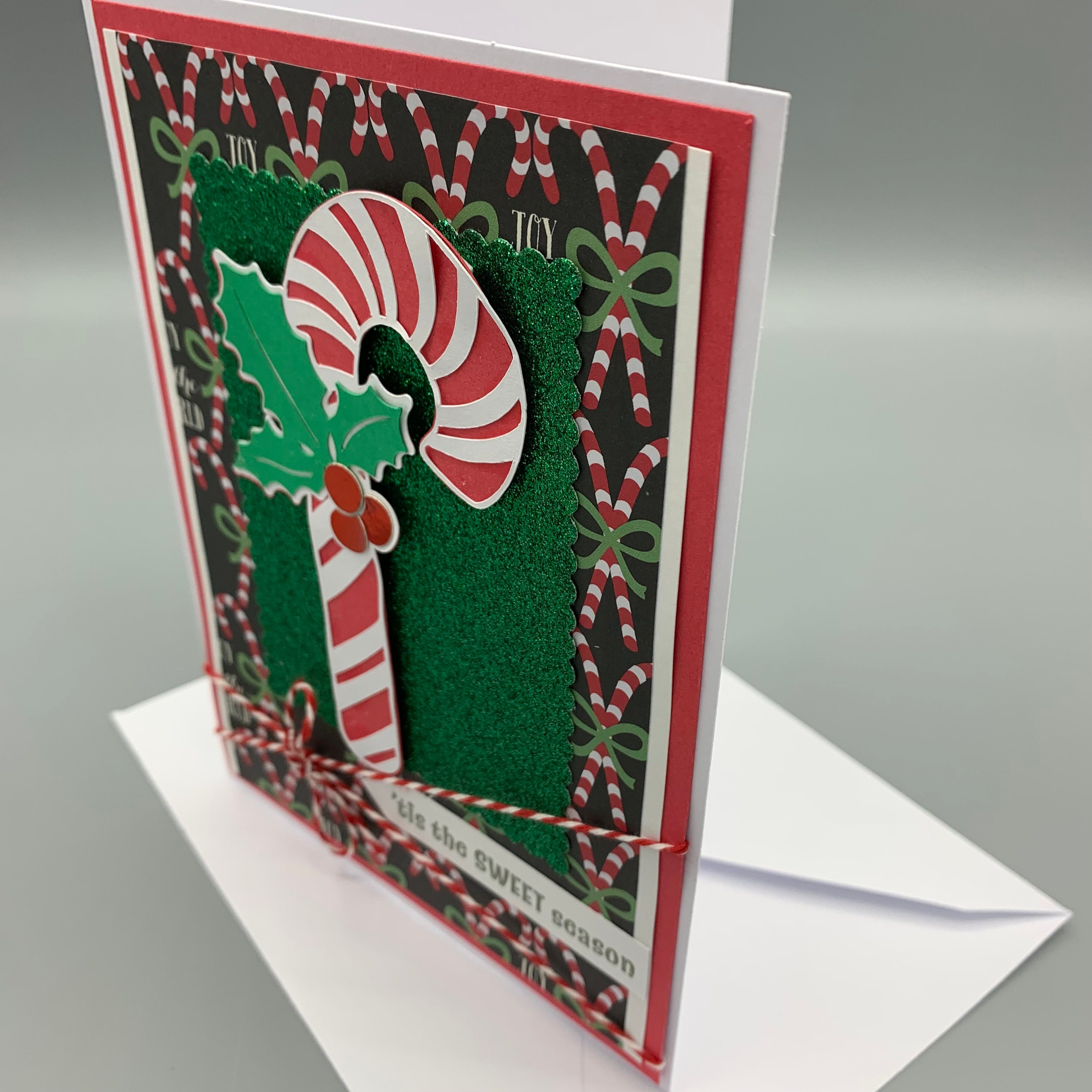 Candy Cane Holiday Card Handmade Seasonal Greeting Card With - Etsy UK