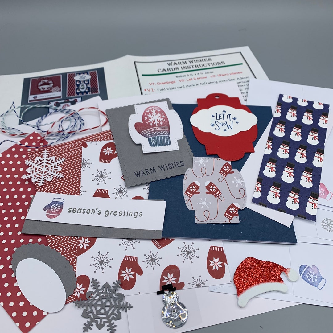 Warm Wishes Holiday Card Making Kit, Snowflakes, Mittens, and Snowmen