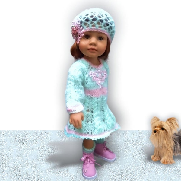 Clothes for doll Gotz Little Kidz 15 inc. Dress and hat for Götz Puppen. Clothes for Ruby Red Fashion Friends 15 inch.