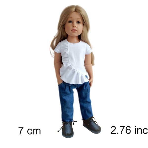 Leather boots for Götz Puppen. Feet 7 cm ( 2.76 inch). Black shoes for doll Gotz Happy Kidz 19 inch