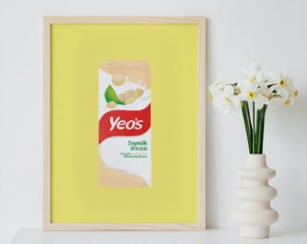 YEO&#39;S SOY BEAN Drink Print, arte gastronómico retro oriental, decoración de pared china dibujada a mano, impresión de comedor de cocina en el Reino Unido decoración minimalista de pared