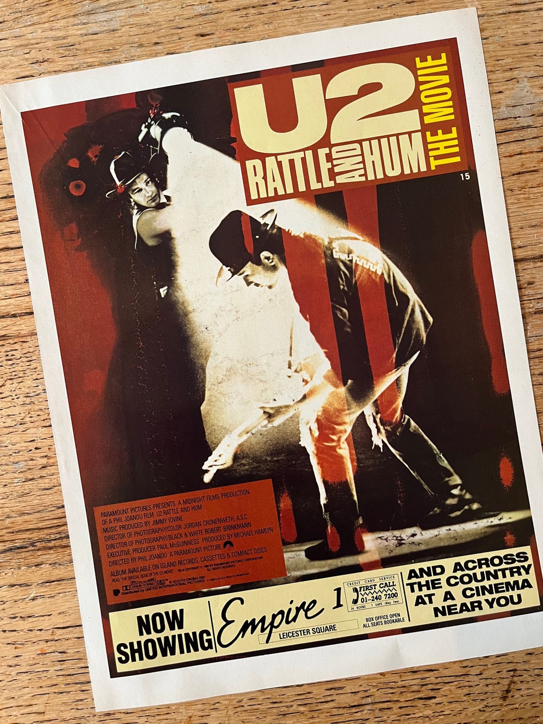 U2 Rattle and Hum Album & Movie 4 Page Set Retro Vintage Magazine Print