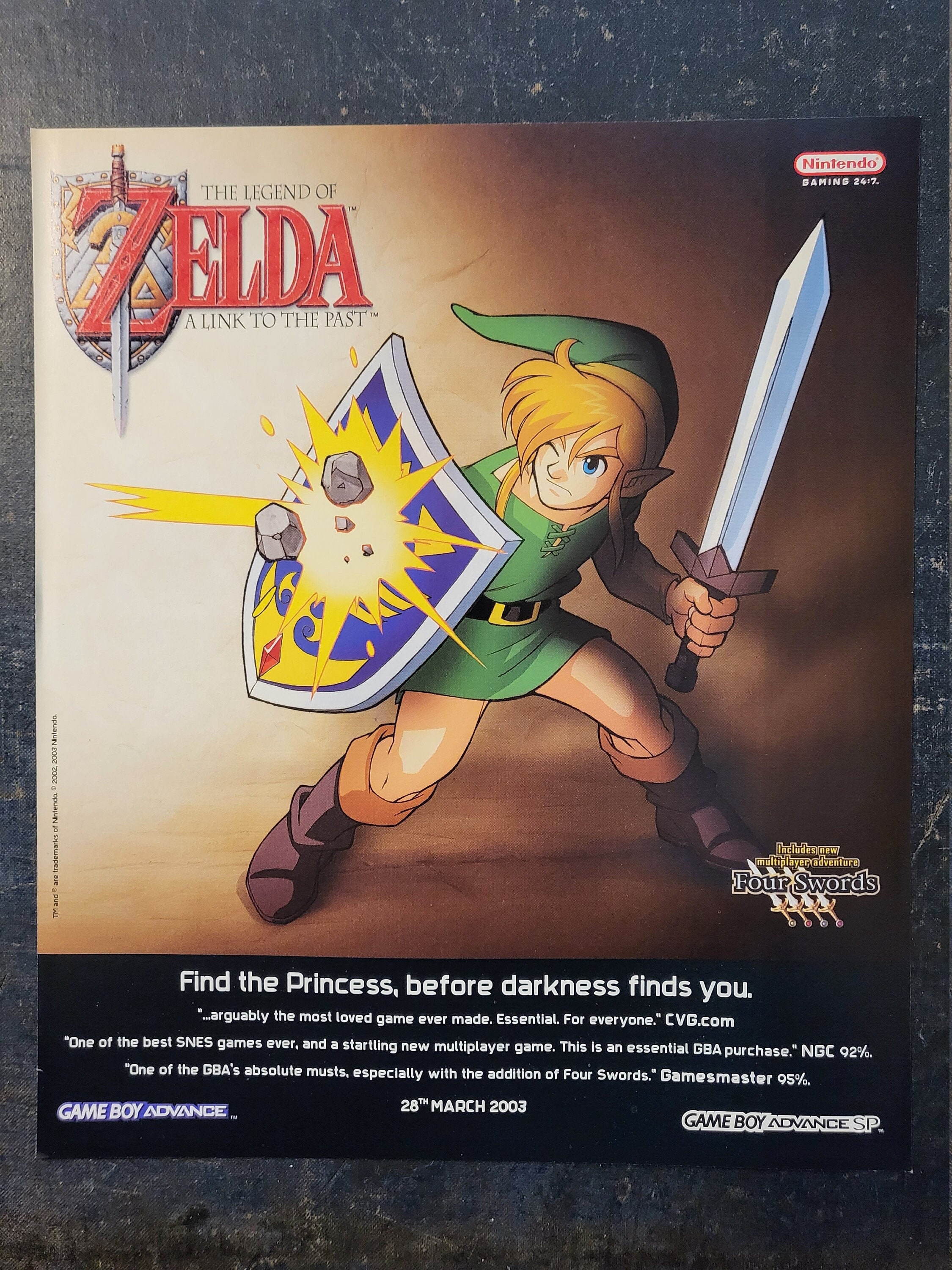 2002 ZELDA A Link To The Past / Four Swords Video Game = Promo Art PRINT AD