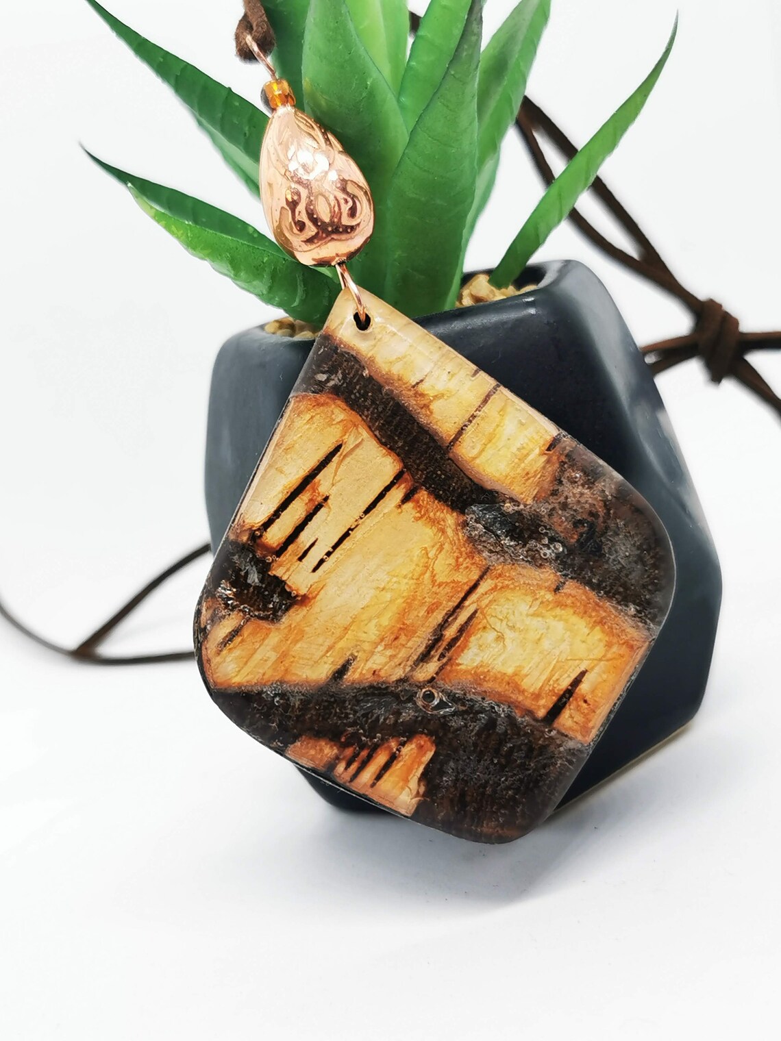 Birch Bark pendant gift idea wood necklace nature Etsy