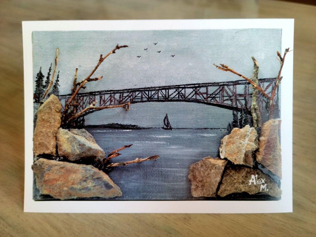 Deception Pass With Boulders 5x7 Print, Card. Acrylics. Includes Sleeve ...