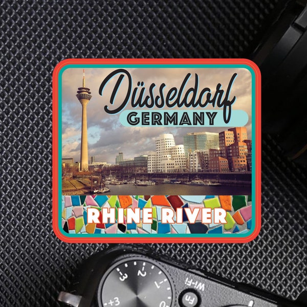 Dusseldorf Germany Decal / 3.5" Sticker / Rhine / City / Europe / EU / Skyline / Premium / UV Laminate / Travel / Car / Waterproof