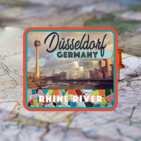 Dusseldorf Germany Decal / 2.5" Sticker / Rhine / City / Europe / EU / Skyline / Premium / UV Laminate / Travel / Car / Waterproof