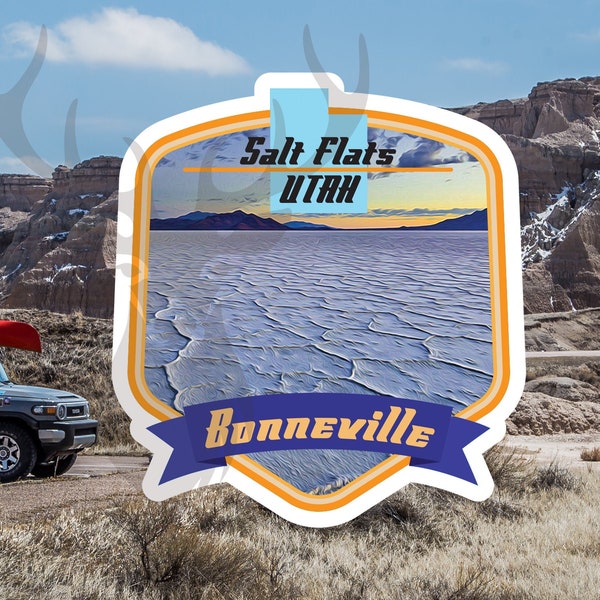 Bonneville Salt Flats Mini Decal / 1.5" Sticker / Great Salt Lake / Utah / Premium / Vinyl Sticker / UV Laminate / Travel / Car / Waterproof