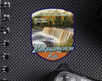 Tahquamenon Falls State Park Decal / 2.5" Sticker / Upper Peninsula / Michigan / Waterfall / Premium / UV Laminate / Travel / Waterproof