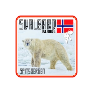 Svalbard Islands Decal / 3.5&quot; Sticker / Polar Bear / Ice Bear / Norway / Spitsbergen / Premium / UV Laminate / Travel / Car / Waterproof