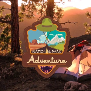 National Park Adverture Decal / 3.5&quot; Sticker / Arrowhead / National / Park / Premium / Vinyl / UV Laminate / Travel / Car / Waterproof