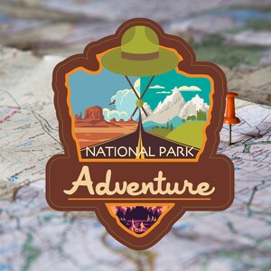 National Park Adverture Decal / 2.5&quot; Sticker / Arrowhead / National / Park / Premium / Vinyl / UV Laminate / Travel / Car / Waterproof