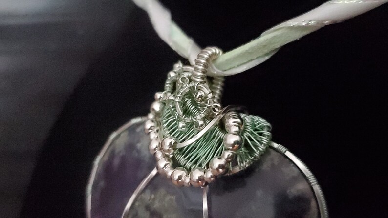 Choker Necklace Purple Moss Agate Heart Pendant Necklace Wire Wrapped Purple Moss Agate Heart Chakra Silver Wire Wrapped Heart Pendant
