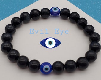 Evil Eye Bracelet|Evil Eye Jewlery|Evil Eye Protection|Navy Blue Tiger Eye Bracelet