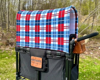 UPF50+ Freedom Plaid Made-to-Order Full Canopy - Wonderfold, Rainbow Baby, Joymor, and Larktale Wagons