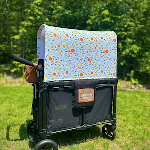 UPF50+ Oranges and Lemons Made-to-Order Full Canopy - Wonderfold, Rainbow Baby, Joymor, and Larktale Wagons
