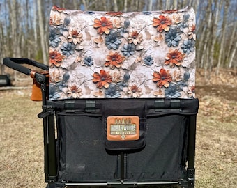 UPF50+ Copper and Gray Floral Made-to-Order Full Canopy - Wonderfold, Rainbow Baby, Joymor, and Larktale Wagons