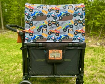 UPF50+ Monster Trucks Made-to-Order Full Canopy - Wonderfold, Rainbow Baby, Joymor, and Larktale Wagons