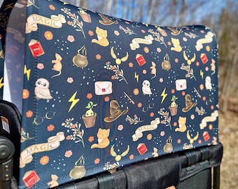 UPF50+ Magic Wizardry on Black Made-to-Order Full Canopy - Wonderfold, Rainbow Baby, Joymor, and Larktale Wagons