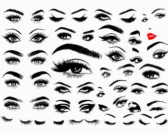 Eyelashes Girl SVG, Eyebrows SVG, Makeup SVG, Eyebrow Silhouette, Girl Clipart, Silhouette, Cricut Lashes,Lash Extensions,T-shirt svg, decor