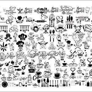 145 Küche Svg Bundle, Kaffee Svg, Küche Zitat Svg, Backen Svg, Kochen Svg, Kaffee SVG Dateien für Cricut, Kaffee PNG Clipart, Kaffee Tasse Svg
