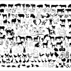 Paquete de animales de granja SVG, archivos svg para cricut, cerdo svg, cerdito svg, vaca svg, caballo svg, silueta de animales clipart