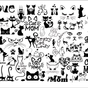 Cat Bundle SVG,cat svg,kitty svg,Cute Cat SVG files for Cricut,cat head,cat face,mom mama cat svg,Funny Cats,Cat Silhouette, crazy cat love