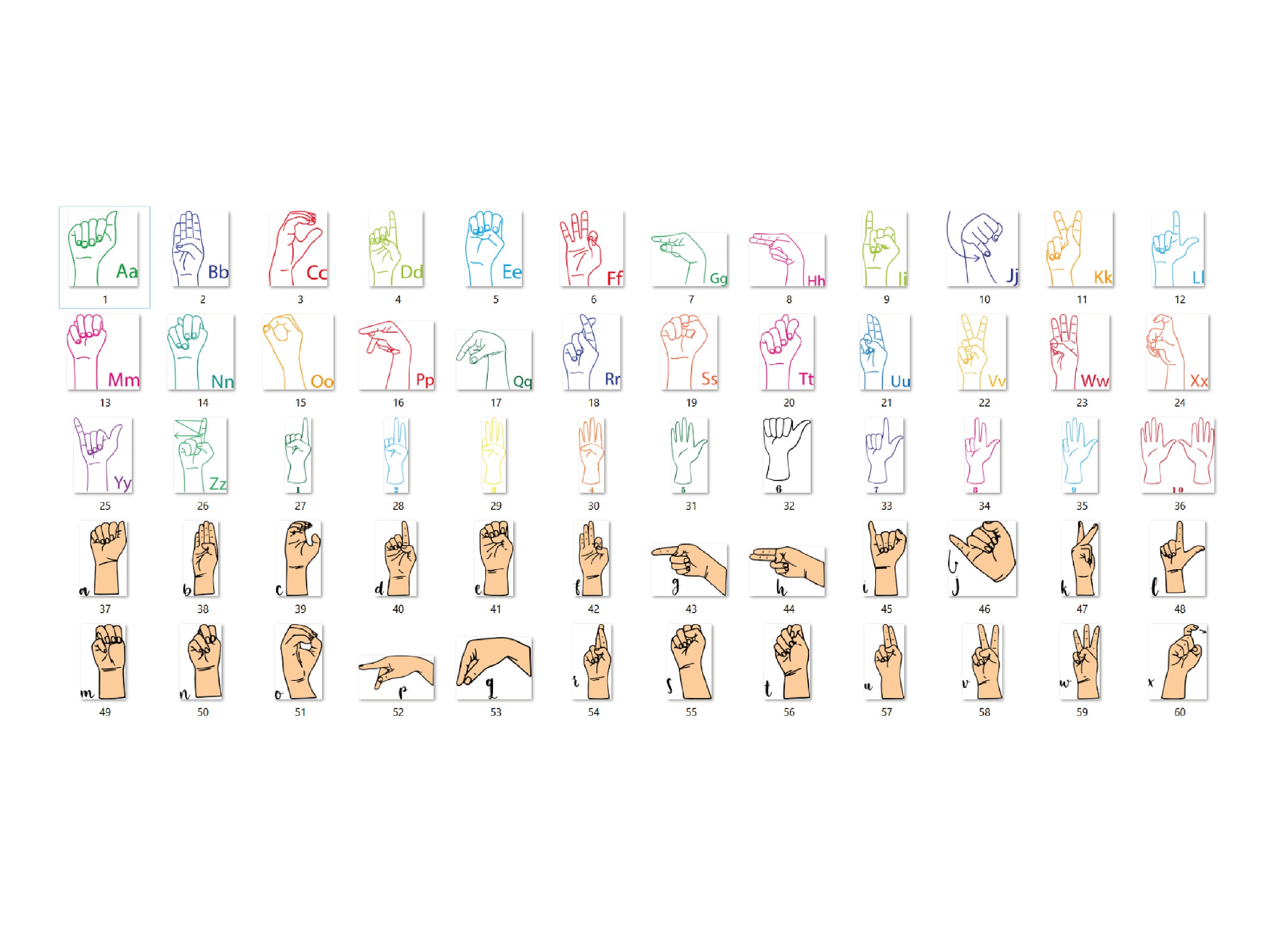 Complete Hand Language American Sign Language Asl Complete Alphabet and Numbers PNG SVG DXF ...