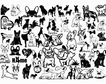 French Bulldog Bundle,Logo Vinyl Stencil,Frenchie Clipart Print,French Bulldog SVG, Silhouette, Frenchie mama svg,Bulldog Vector,Cricut file