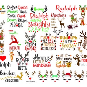 Reindeer bundle svg,christmas bundle svg,Santa&#39;s Reindeer Cut File,rudolph svg,cute reindeer svg,cute reindeer svg,Reindeer Face SVG, cricut