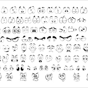 Cartoon face SVG,Cartoon Eyes SVG,svg bundle,Googly Eyes,Out Line,Cut File,smile svg,Digital Stamp,Stencil,Cricut,Silhouette,Comic Book