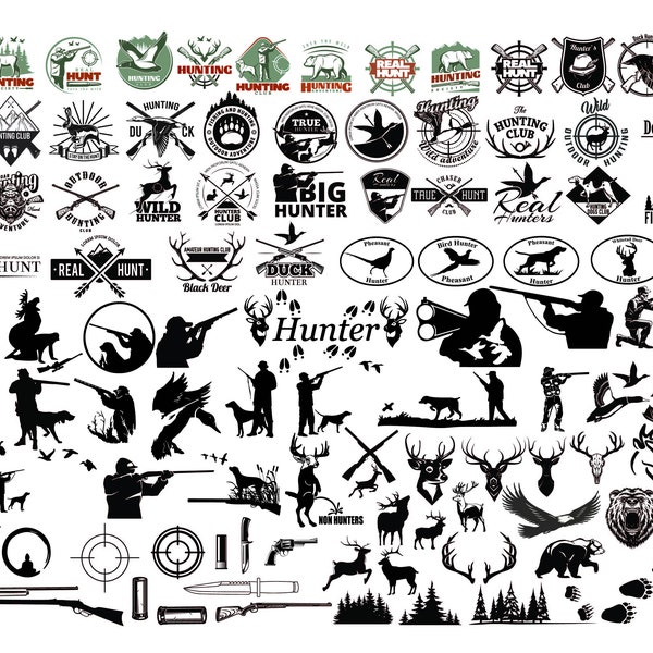 Chasse SVG Bundle,Hunter svg,Chasse au canard svg, Saison de chasse SVG, Hunting Cut File, Chasse au cerf,Hunter Clipart,Animal