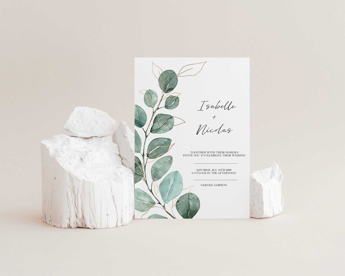 Watercolor Eucalyptus Clipart | Botanical Gold Line Art | Greenery ...